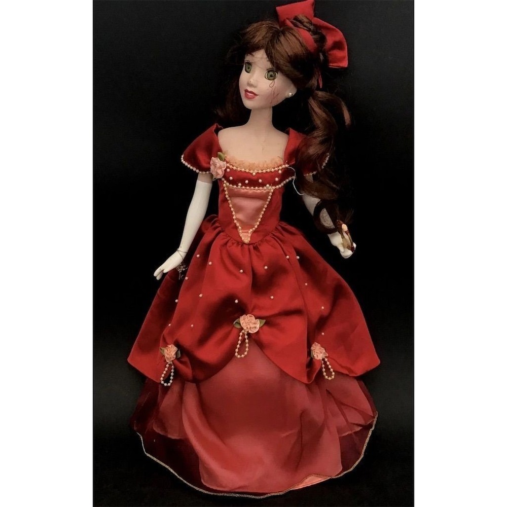 Disney Princess Belle Porcelain Doll 12" Beauty and the Beast Display Stand‎